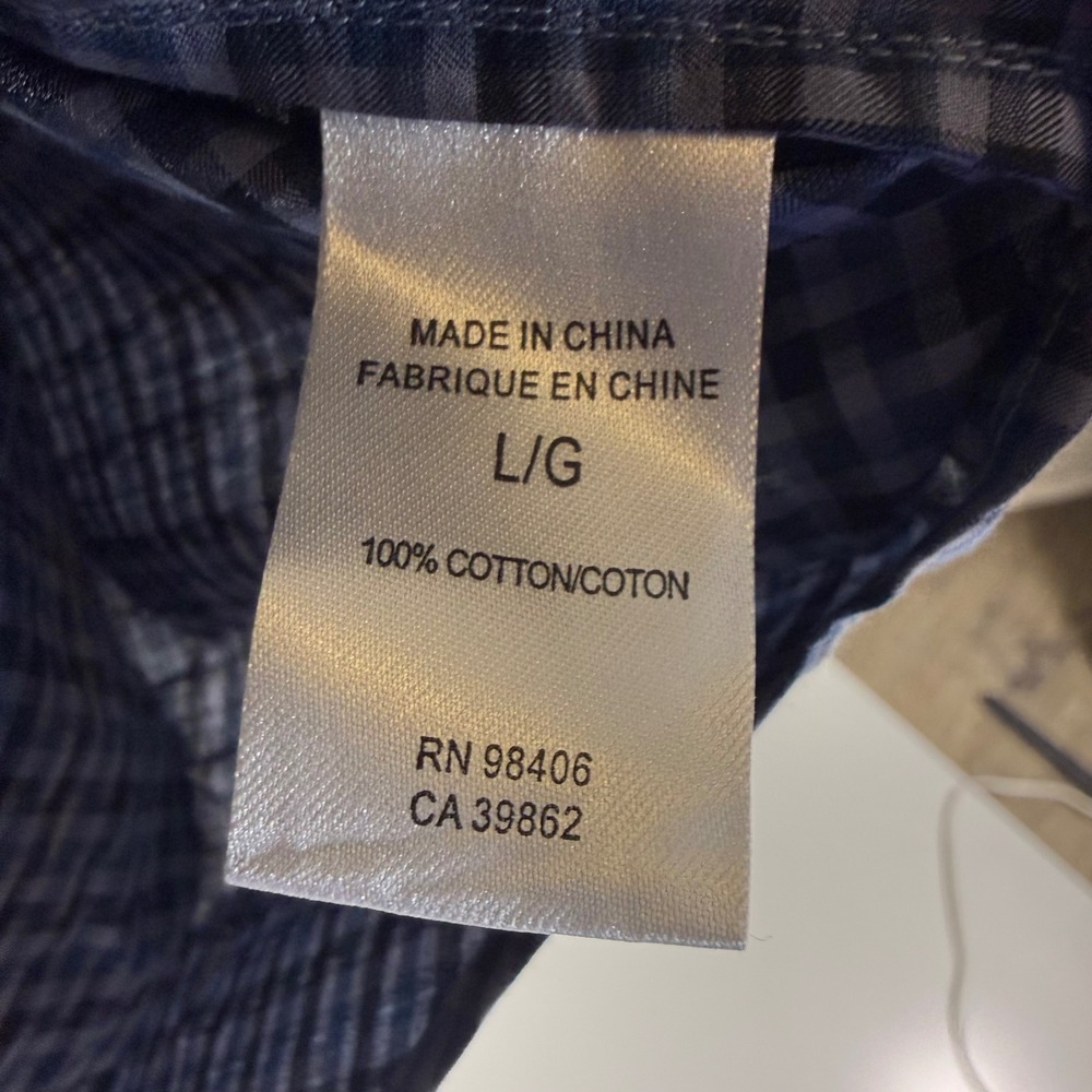 Theory Mens Zack PS Algae Multi Blue Gingham Check Button Down Shirt E0774583 L - Picture 9 of 10